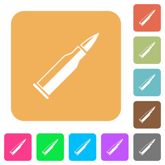 Bullet rifle ammo with gloss rounded square flat icons