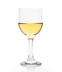 glass with white wine isolated on a white background