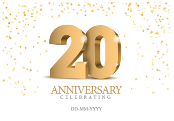 Anniversary 20. gold 3d numbers.