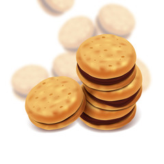 Chocolate cookies illustration, graphic concept for your design