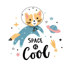 Fox astronaut and text about space