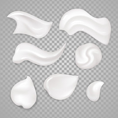 White cream elements. Illustration isolated on white background. Graphic concept for your design