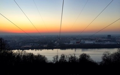 Sunset, wires and river