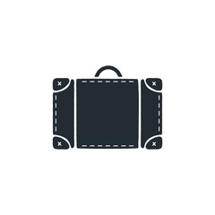 Vintage hand drawn travel bag. Silhouette design icon. Stock vector isolated on white background