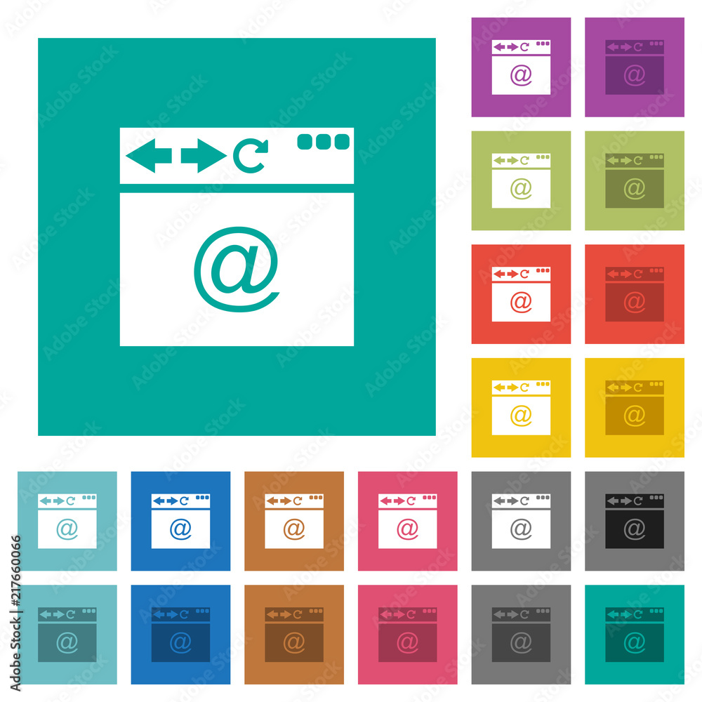 Aufkleber browser email square flat multi colored icons