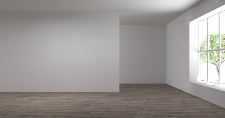 Home Improvement empty room white wall before have furniture before interior design 3d rendering