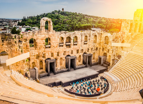 Herodes Atticus amphitheater in Acropolis, Athens, Greece