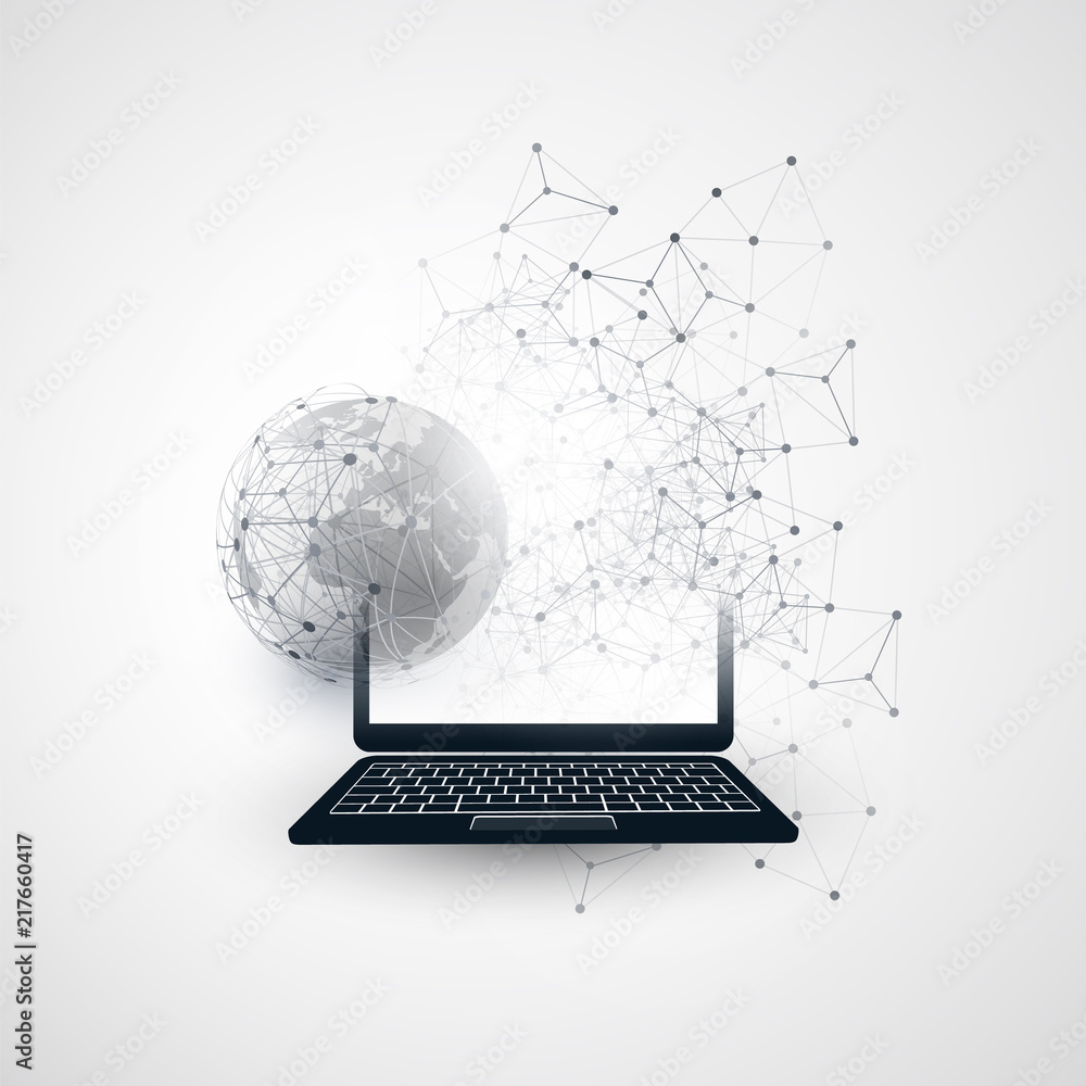 Poster digital network connections, mobile technology background - cloud computing design concept with tran