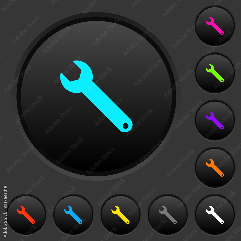 Poster single wrench dark push buttons with color icons