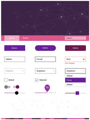 Dark Pink, Yellow vector ui ux kit in triangular style with circles.