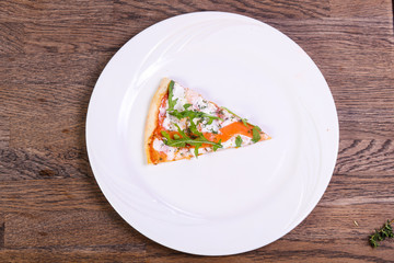 Pizza with salmon