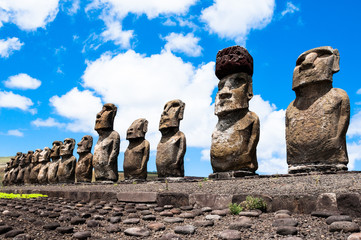 Moais of Ahu Tongariki, Easter island, Chile