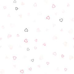 Light Pink vector seamless template with doodle hearts.