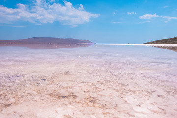 Pink salt Lake Koyashskoe, Crimea.