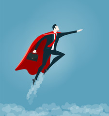 Super Businessman. Help, consultancy, support, winning, and no risk concept business illustration