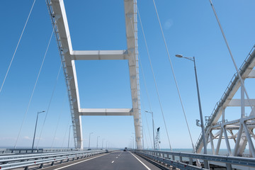 Cars go on the Crimean automobile bridge