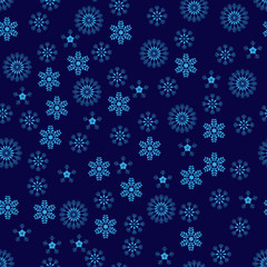 Snowflakes seamless pattern. Blue snowflake vector xmas abstract background