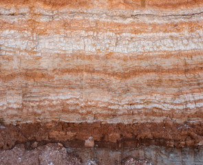 Natural cut of soil with different layers