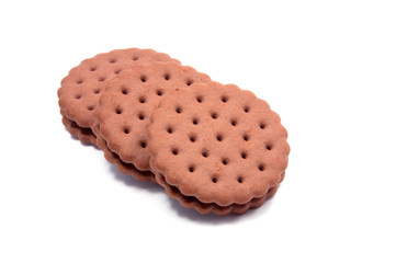 tasty sandwich cookies isolated on the white