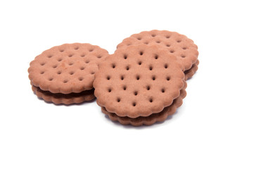 tasty sandwich cookies isolated on the white