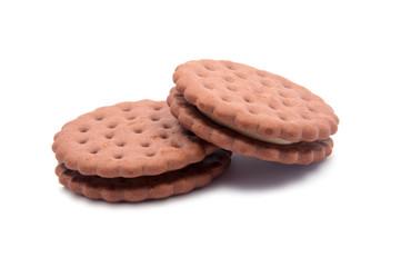 tasty sandwich cookies isolated on the white