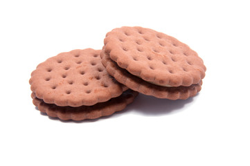 tasty sandwich cookies isolated on the white