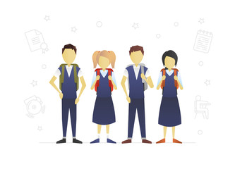 Group of children flat character design