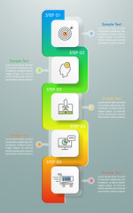 Design infographic template 5 options. Business concept can be used for workflow layout, diagram, number options, timeline, steps, demo infographic