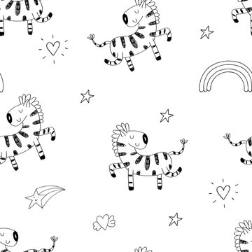 Cartoon zebra Seamless pattern