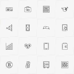 Economics line icon set with money check , coins and money