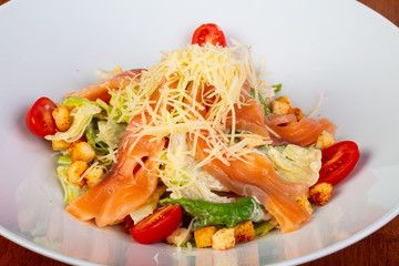 Tasty salmon ceasar sald