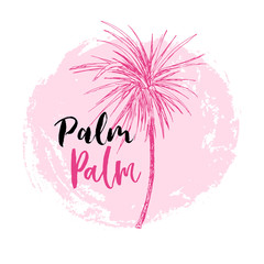 Isolated coconut or queen palm tree with leaves. Beach and rainforest, desert coco flora. Foliage of subtropical fern. Green palmae or jungle arecaceae. Island climate,botany, environment theme