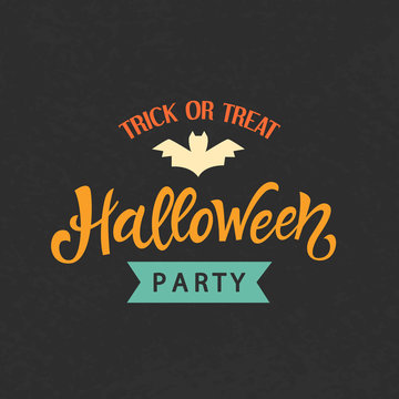 Halloween Party Emblem Template, Logo Badge with hand written Doodle Lettering