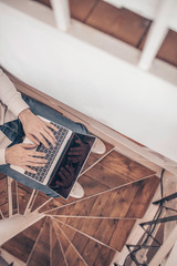 Male hands with laptop