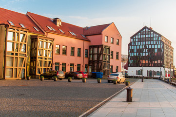 Fototapeta na wymiar Old buildings of port Klaipeda