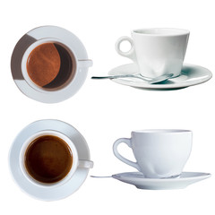Set of coffee cup isolated over white background