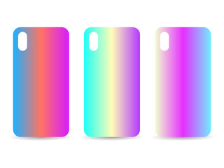 Phone case set with gradient backgrounds. Blurred shades. Vector illustration