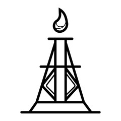 Oil rig with fire