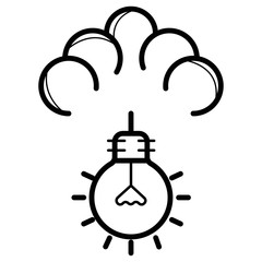 Cloud Technology Idea Light Bulb Vector Icon