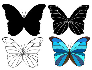 silhouette butterfly, blue butterfly