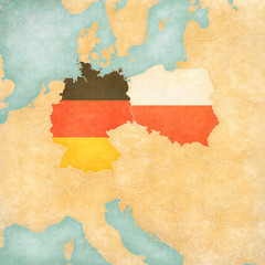 Fototapeta premium Map of Central Europe - Germany and Poland