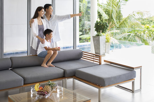 Happy young family on vacation