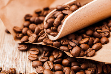 Obraz premium Closeup of coffee beans background