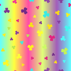 Gradient shamrock pattern. Seamless vector
