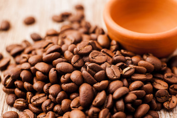 Closeup of coffee beans background