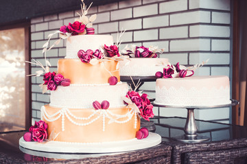 Wedding cakes with hand made decorations