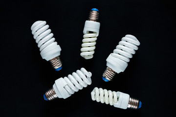 Modern technology lamps on a black background.