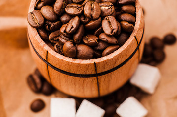 Closeup of coffee beans background.