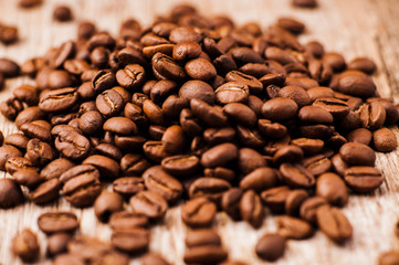 Closeup of coffee beans background.