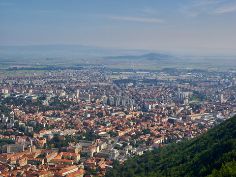 Cityscape of Brasov, Romania, as seen from the Tampa Mountain